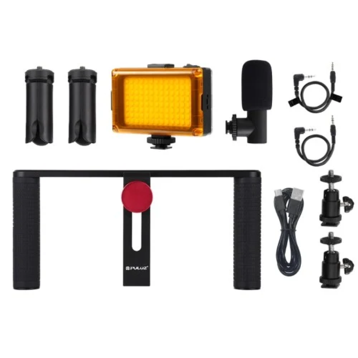 PULUZ 4 σε 1 Selfie Kit με Τρίποδο – Σταθερή Βάση Κινητού, Φωτισμό & Μικρόφωνο PKT3024 - Image 9