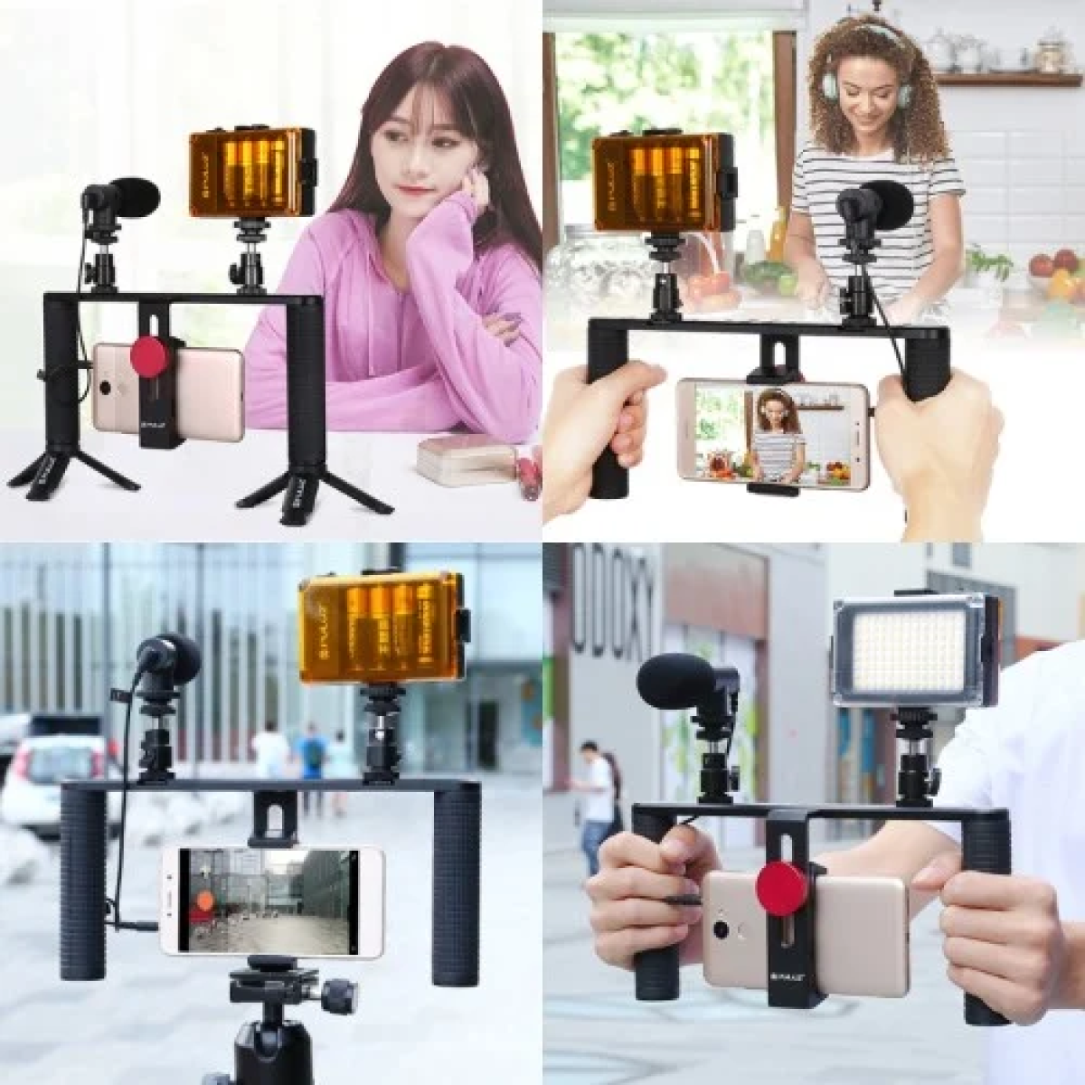 PULUZ 4 σε 1 Selfie Kit με Τρίποδο – Σταθερή Βάση Κινητού, Φωτισμό & Μικρόφωνο PKT3024 - Image 10
