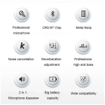 Q009 Ασύρματο bluetooth μικρόφωνο με ενσωματωμένο ηχείο, karaoke και disco light led Μπλε - Image 3