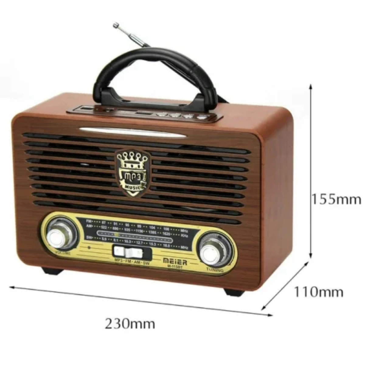 Ραδιόφωνο 3 Band DSP με USB/TF/AUX και Bluetooth Καφέ M-115BT - Image 4