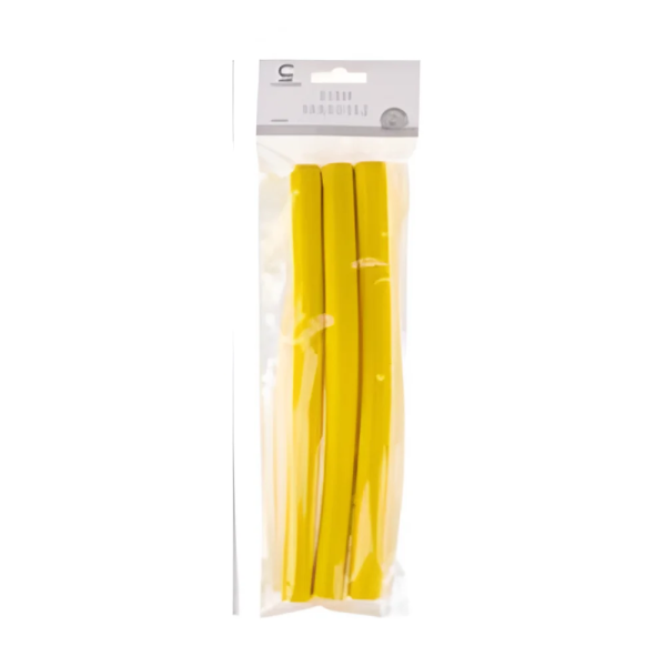 Ρολεϊ Μαλλιών 24x1.8cm Σιλικόνης 3τμχ JFQ-637057-7 Κίτρινα