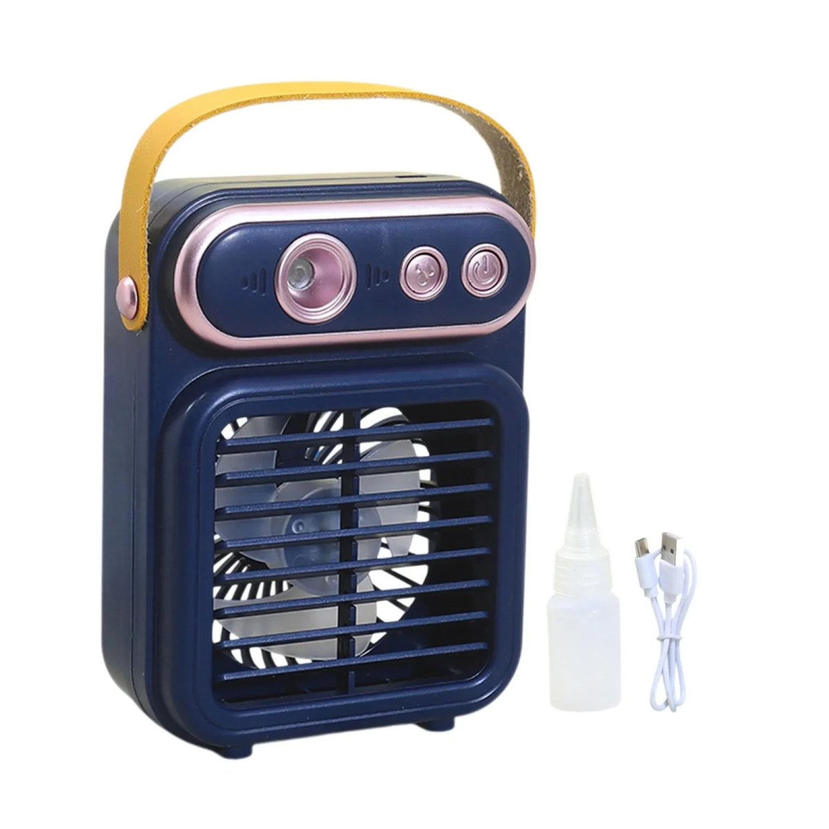 Φορητός Ρετρό Mini Ανεμιστήρας με Ψεκασμό & USB Φόρτιση – 3 Ταχύτητες | Μπλε