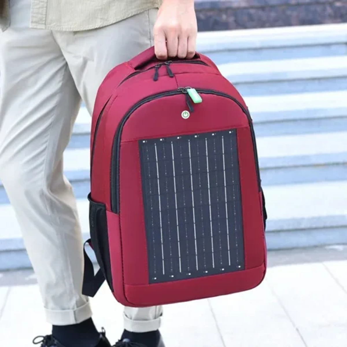 Σακίδιο πλάτης με ηλιακή φόρτιση 48x18x32cm - γκρι - Image 3