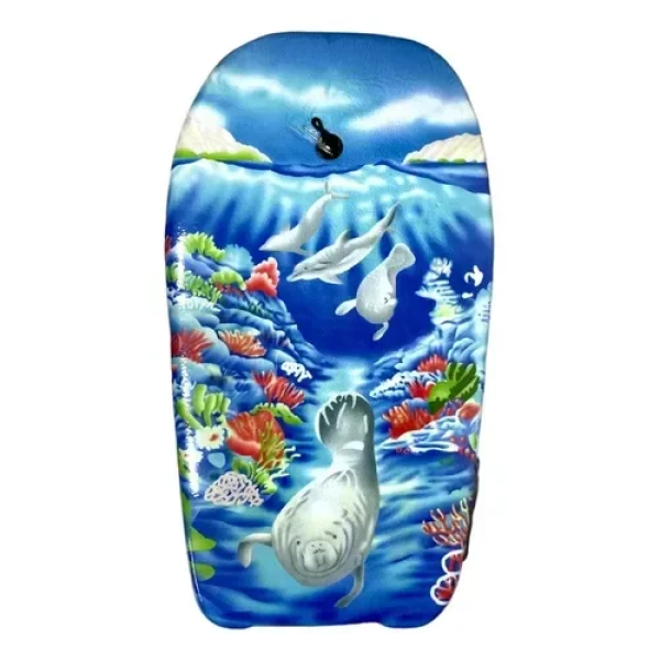 Σανίδα Θαλάσσης Bodyboard με Λουράκι Ασφαλείας και Σχέδιο Δελφίνια & Φάλαινα P33-1