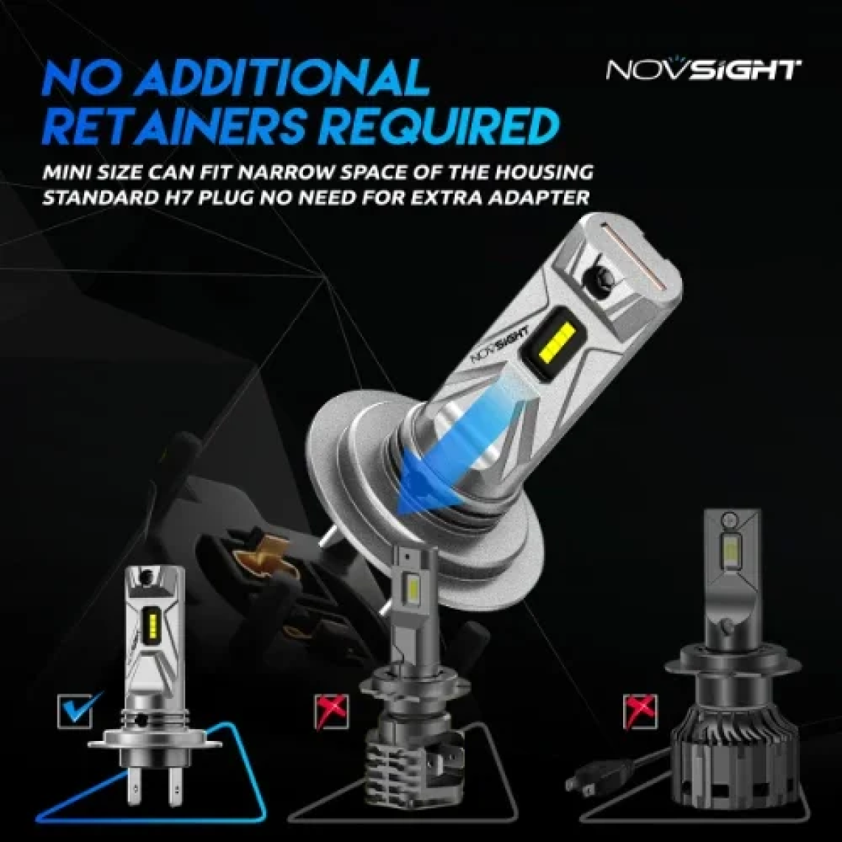 Σετ Λάμπες LED Novsight A500-N65-H7 6500K 50W 10000lm 2τμχ - Image 3