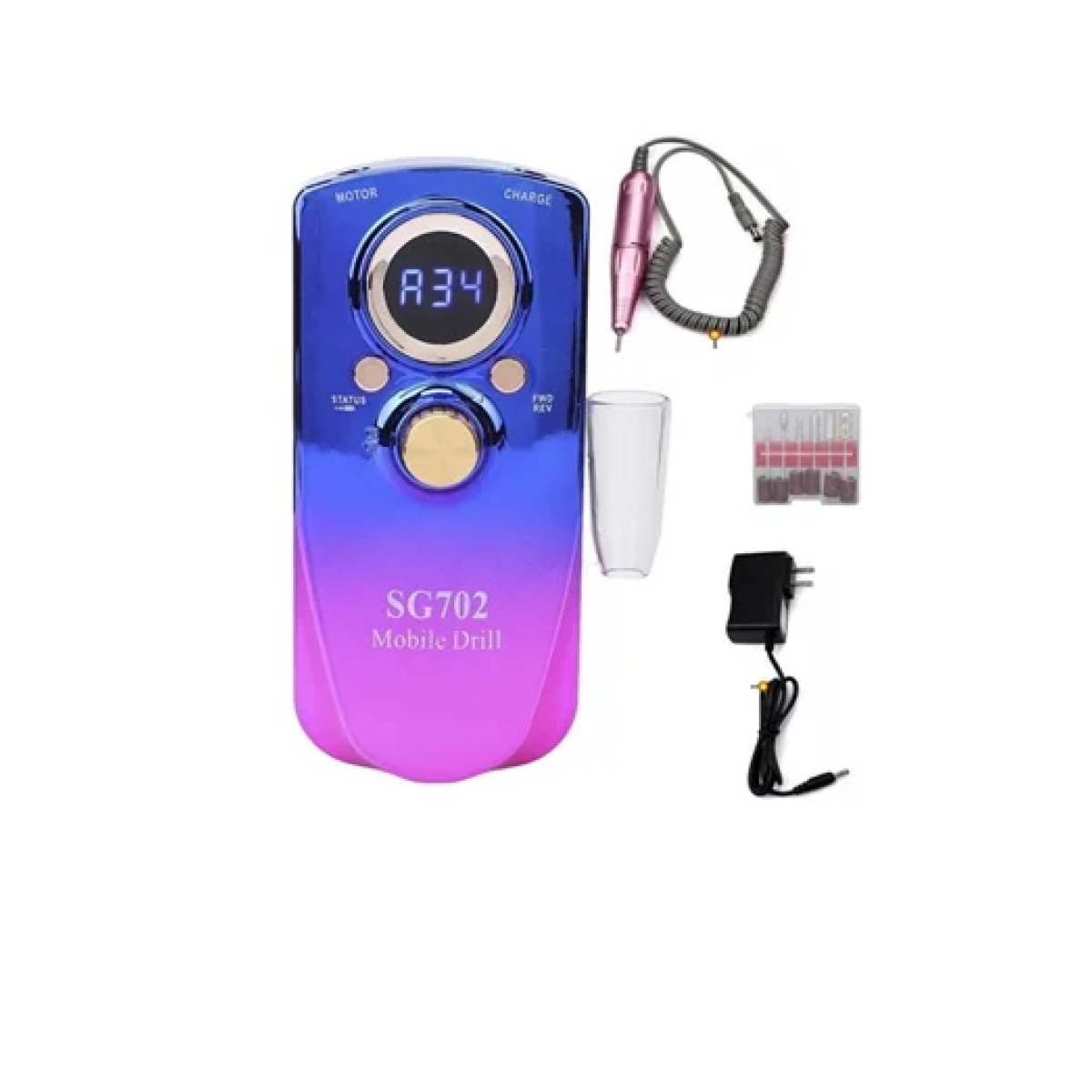 Τροχός νυχιών μπαταρίας 35000rpm 36W SG702 ροζ - πράσινο - Image 2