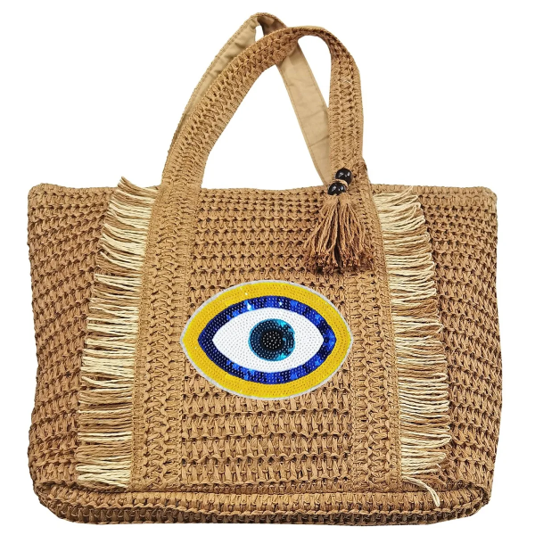 Τσάντα Ψαθόχαρτο με Μάτι 48x36x15cm SummerTiempo 623130