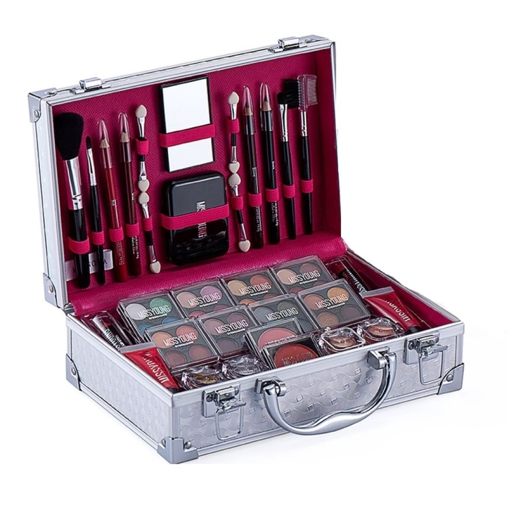 Βαλιτσάκι Μακιγιάζ και Ομορφιάς Miss Young Make up Set GM19423 ασημί