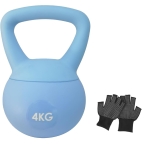 Βαράκι Γυμναστικής Kettlebell από PVC 4kg Μπλε με δώρο