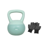 Βαράκι Γυμναστικής Kettlebell από PVC 4kg με δώρο Γάντια - Πράσινο