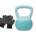 Βαράκι Γυμναστικής Kettlebell από PVC 6kg με δώρο Γάντια - Πράσινο