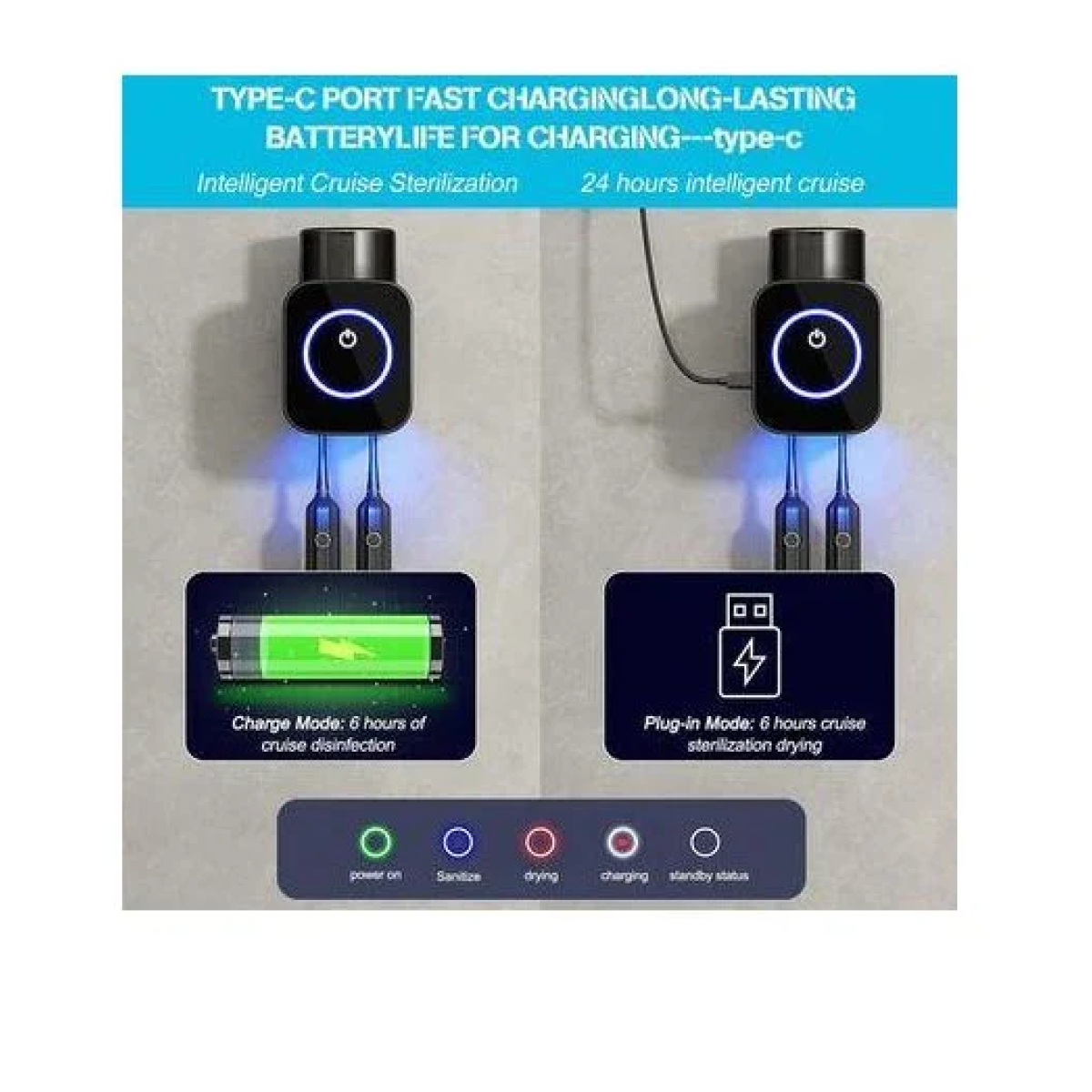 Βάση αποστείρωσης οδοντόβουρτσας - Mini Toothbrush Sterilizer - μαύρο - Image 2
