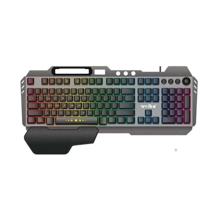 Weibo WB-590 Gaming Πληκτρολόγιο με RGB φωτισμό (Αγγλικό US) Γκρι