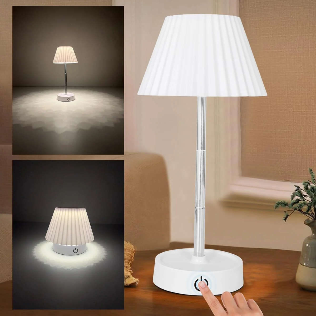 Φορητό Πτυσσόμενο Επαναφορτιζόμενο LED Επιτραπέζιο Φωτιστικό Αφής 11-22cm – Λευκό