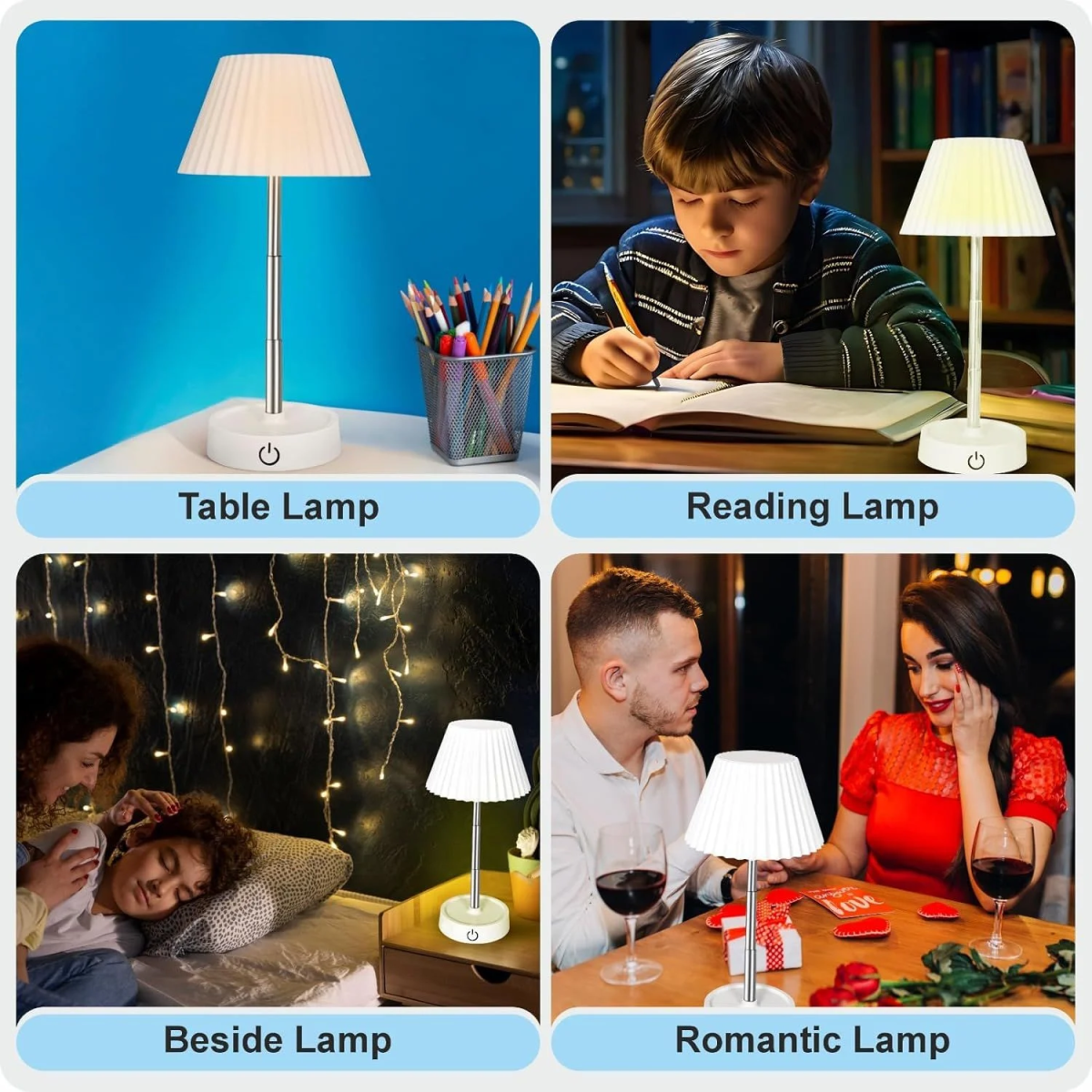 Φορητό Πτυσσόμενο Επαναφορτιζόμενο LED Επιτραπέζιο Φωτιστικό Αφής 11-22cm – Λευκό