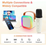 Ασύρματο Ηχείο Bluetooth K12 με 2 Μικρόφωνα Karaoke & LED Φωτισμό – Γαλάζιο