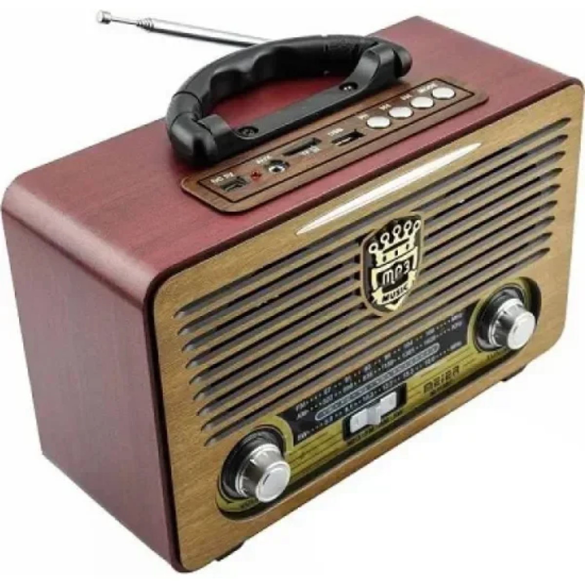 Vintage Φορητό Επαναφορτιζόμενο Ραδιόφωνο FM/AM/USB/SD/AUX MP3 Player με Τηλεχειριστήριο (M-U115) - Image 2