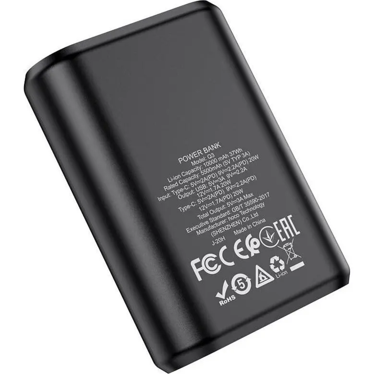 Hoco Q3 Mayflower Power Bank 10000mAh με USB-A & USB-C QC 3.0 – Μαύρο