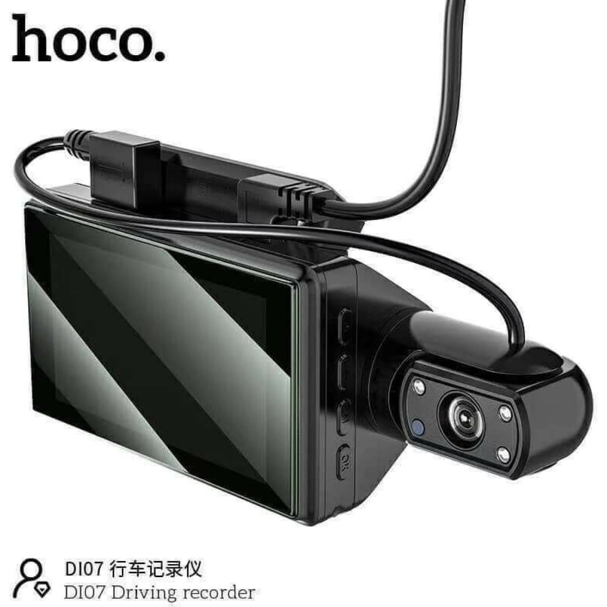 Hoco DI07 Dual Κάμερα DVR Αυτοκινήτου με Κλιπ για Παρμπρίζ – Μαύρη