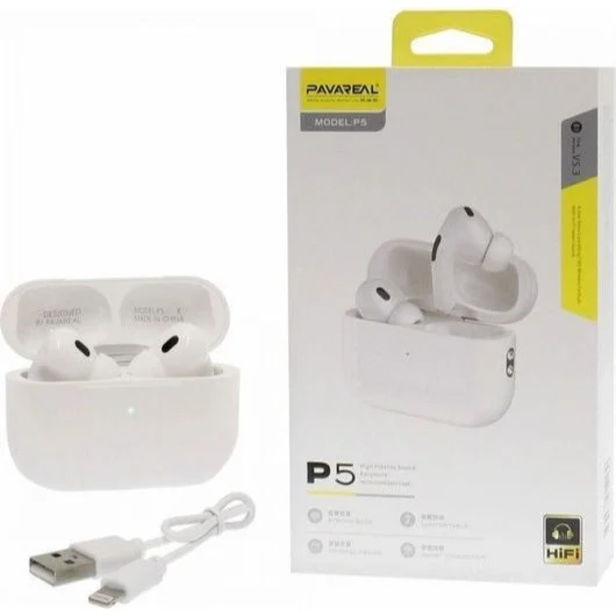 Pavareal P5 In-Ear Bluetooth Ακουστικά με Θήκη Φόρτισης – Λευκά