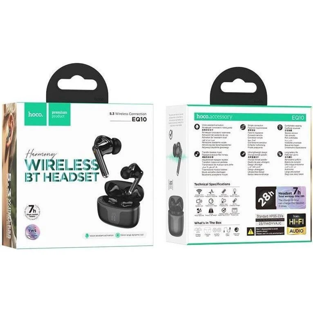 Hoco EQ10 In-ear Bluetooth Handsfree TWS Ακουστικά με Θήκη Φόρτισης – Μαύρο