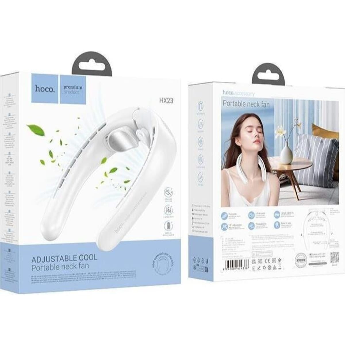 Hoco HX23 Ανεμιστηράκι Λαιμού USB Επαναφορτιζόμενο – Λευκό