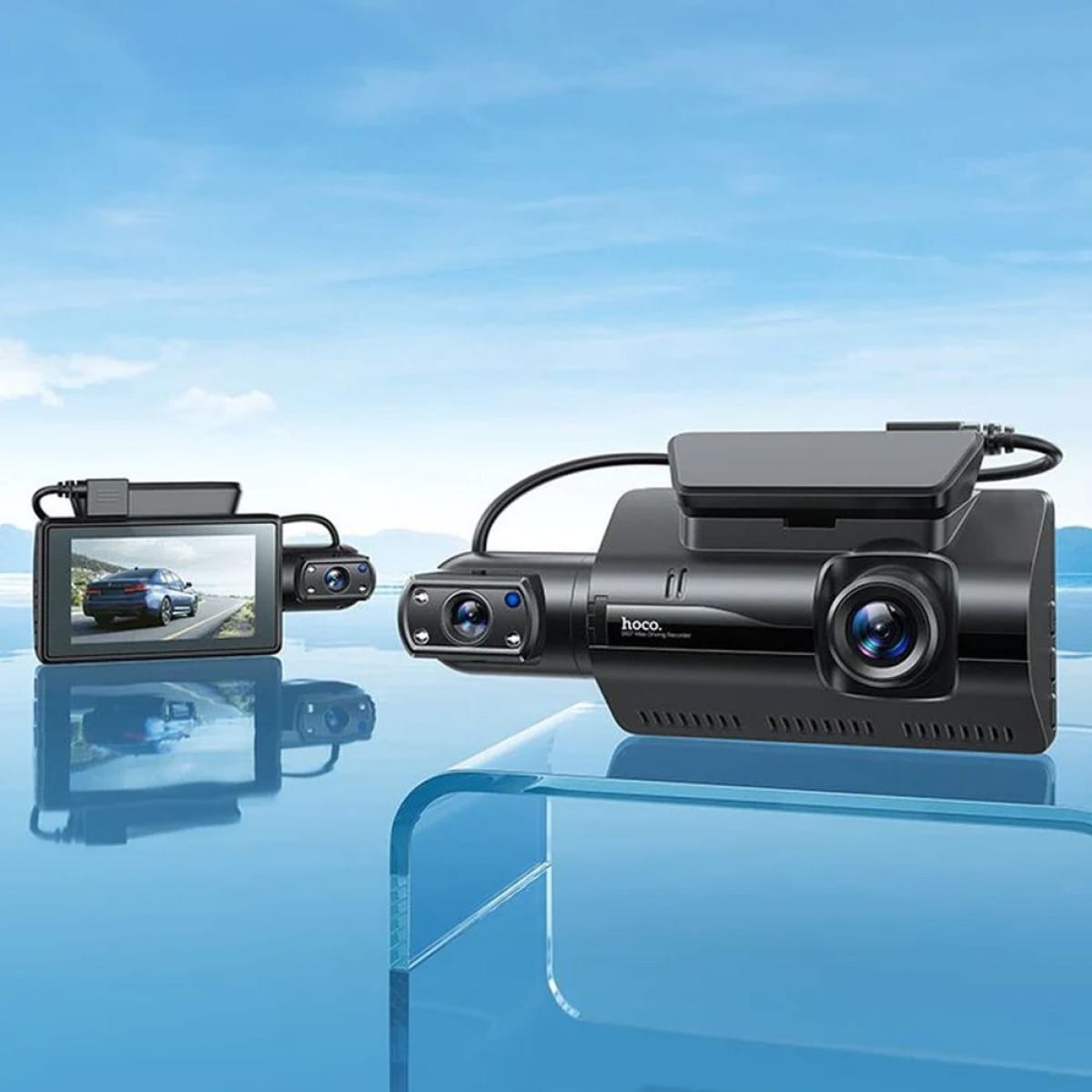 Hoco DI07 Max Dual Κάμερα DVR Αυτοκινήτου με Κλιπ για Παρμπρίζ – Μαύρη