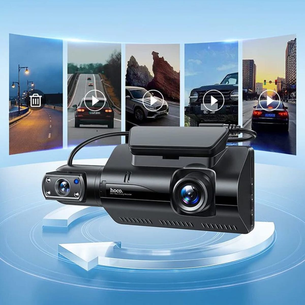 Hoco DI07 Max Dual Κάμερα DVR Αυτοκινήτου με Κλιπ για Παρμπρίζ – Μαύρη