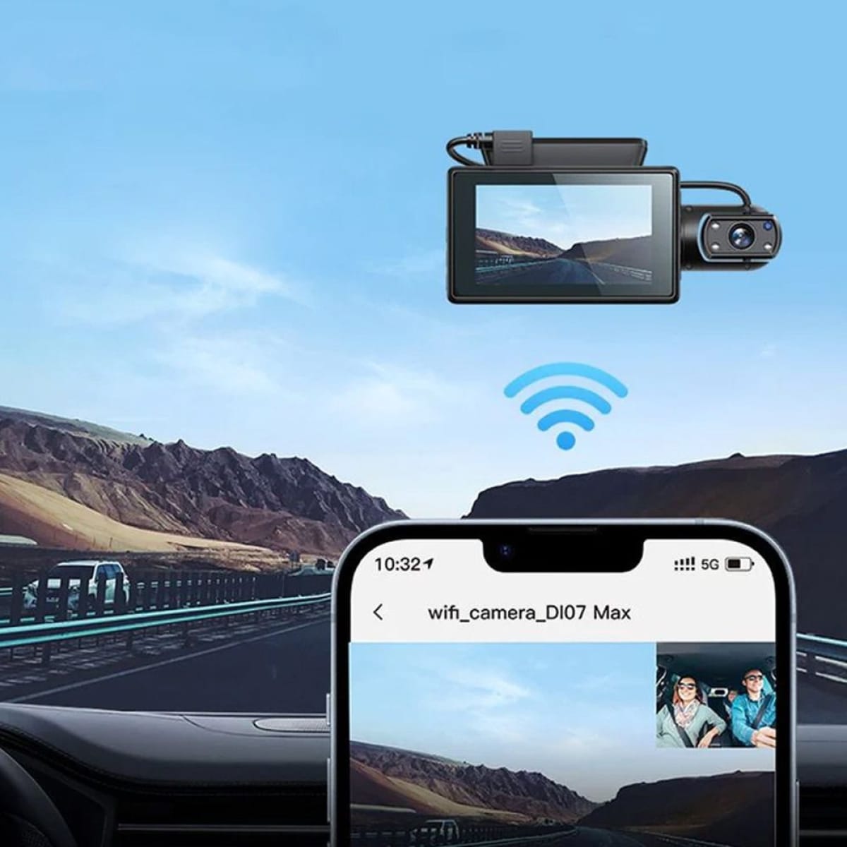 Hoco DI07 Max Dual Κάμερα DVR Αυτοκινήτου με Κλιπ για Παρμπρίζ – Μαύρη