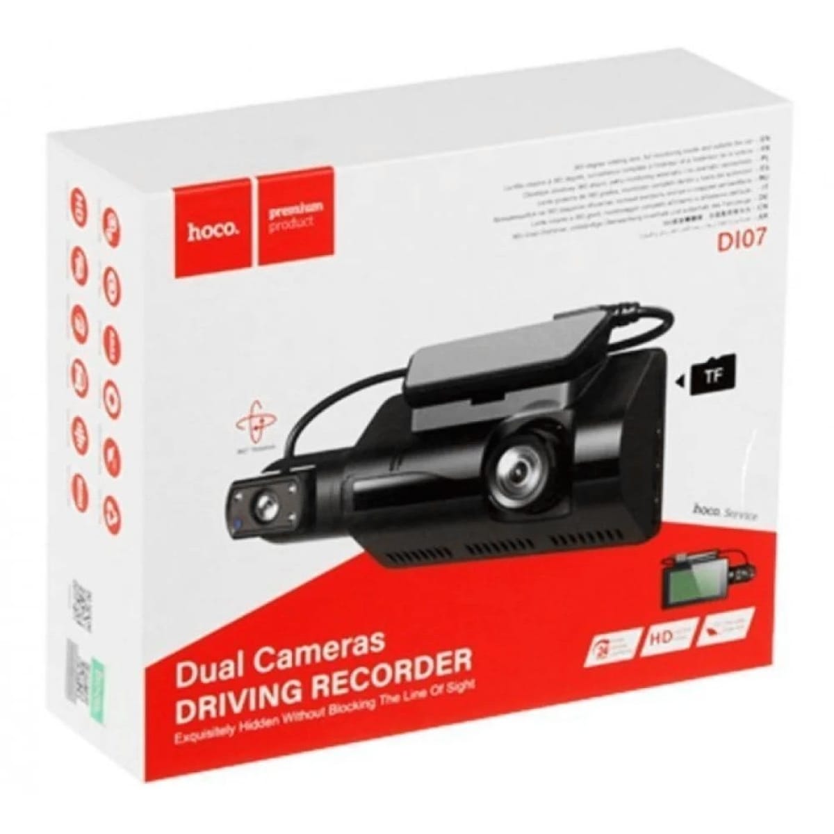 Hoco DI07 Dual Κάμερα DVR Αυτοκινήτου με Κλιπ για Παρμπρίζ – Μαύρη