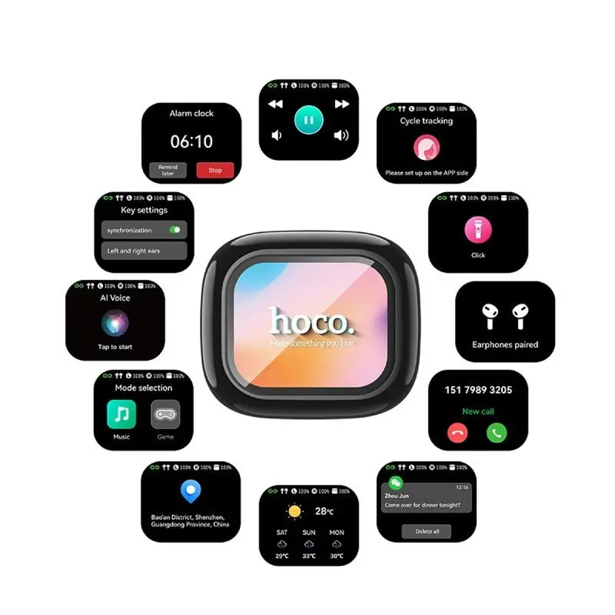 Hoco DES53 In-ear Bluetooth Handsfree Ακουστικά με Θήκη Smartwatch – Λευκά