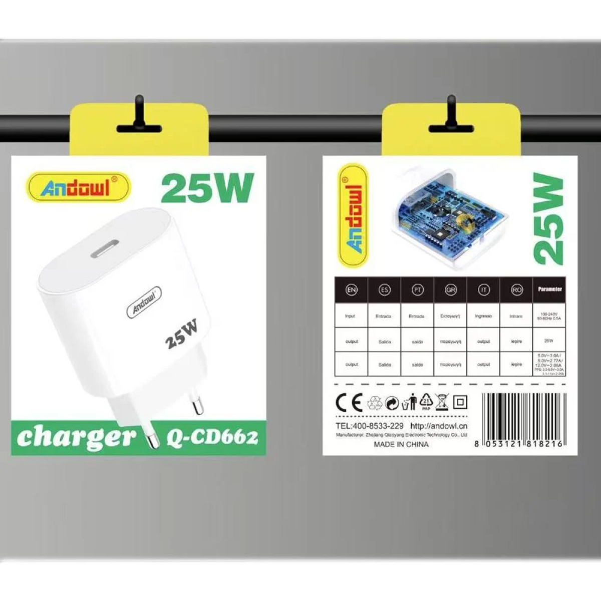 Andowl Q-CD662 Φορτιστής Ταχείας Φόρτισης USB-C 25W – Λευκός