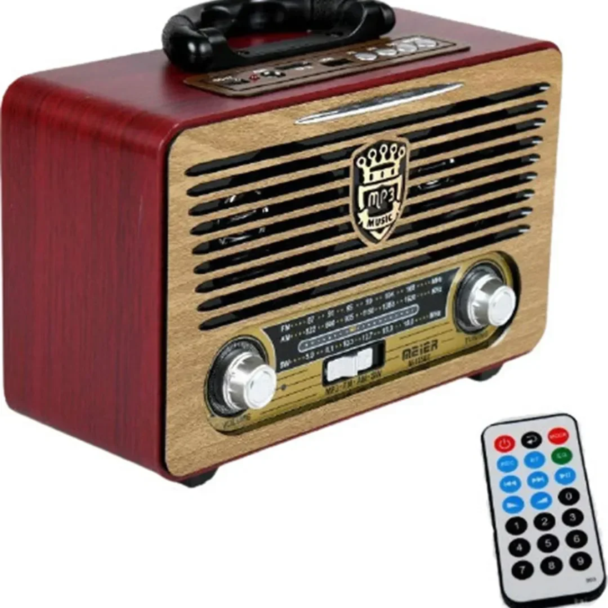 Vintage Φορητό Επαναφορτιζόμενο Ραδιόφωνο FM/AM/USB/SD/AUX MP3 Player με Τηλεχειριστήριο (M-U115) - Image 3