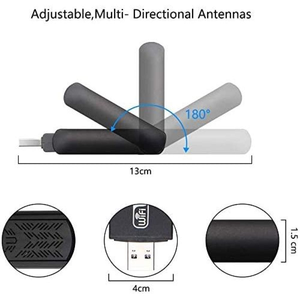 USB WiFi Adapter – Ασύρματος Αντάπτορας Διπλής Μπάντας 1300Mbps με Κεραία 5dBi & Υποδοχή USB 3.0