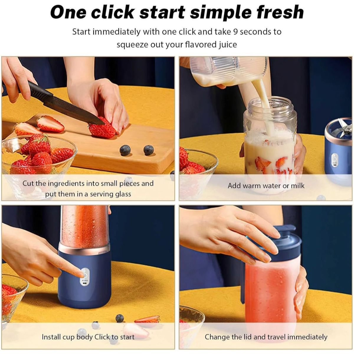 Μπλέντερ Smoothies Arrango AR48887 – 0.3L, 40W, Επαναφορτιζόμενο, Δύο Δοχεία - Ροζ