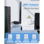 WLAN Stick 650Mbps Dual Band USB WiFi Adapter – 2.4GHz & 5GHz με Κεραία 5dBi για PC/Laptop
