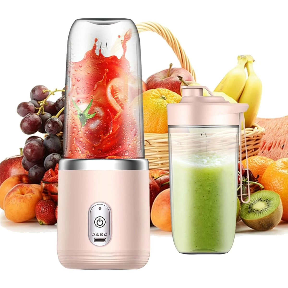 Μπλέντερ Smoothies Arrango AR48887 – 0.3L, 40W, Επαναφορτιζόμενο, Δύο Δοχεία - Ροζ