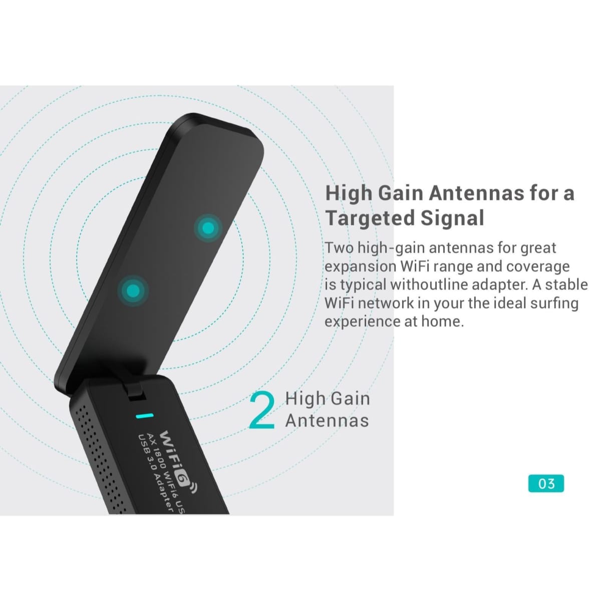 PIX-LINK UAX02 AX1800 Dual Band USB WiFi 6 Adapter – USB 3.0 | 2.4GHz & 5GHz