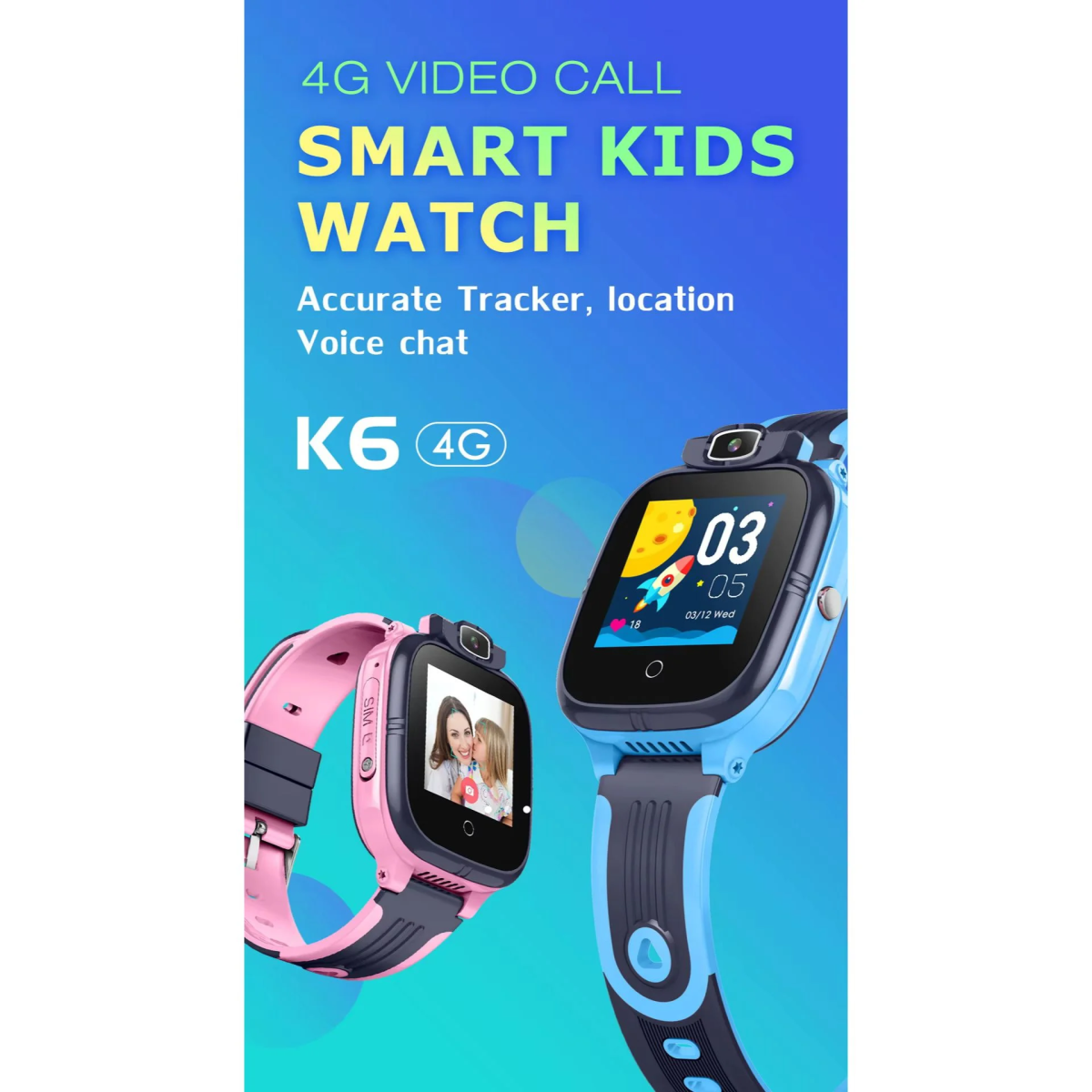 Smartwatch K6H Παιδικό Ρολόι Τηλέφωνο 4G με GPS, Κάμερα & Αδιάβροχη Προστασία IP67 Μπλέ