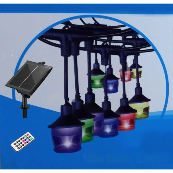 Rixme RZ.WJSS-10M10D RGB Ηλιακή Αδιάβροχη Γιρλάντα Εξωτερικού Χώρου 10m με 10LED και Τηλεχειριστήριο