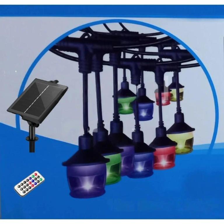 Rixme RZ.WJSS-10M10D RGB Ηλιακή Αδιάβροχη Γιρλάντα Εξωτερικού Χώρου 10m με 10LED και Τηλεχειριστήριο
