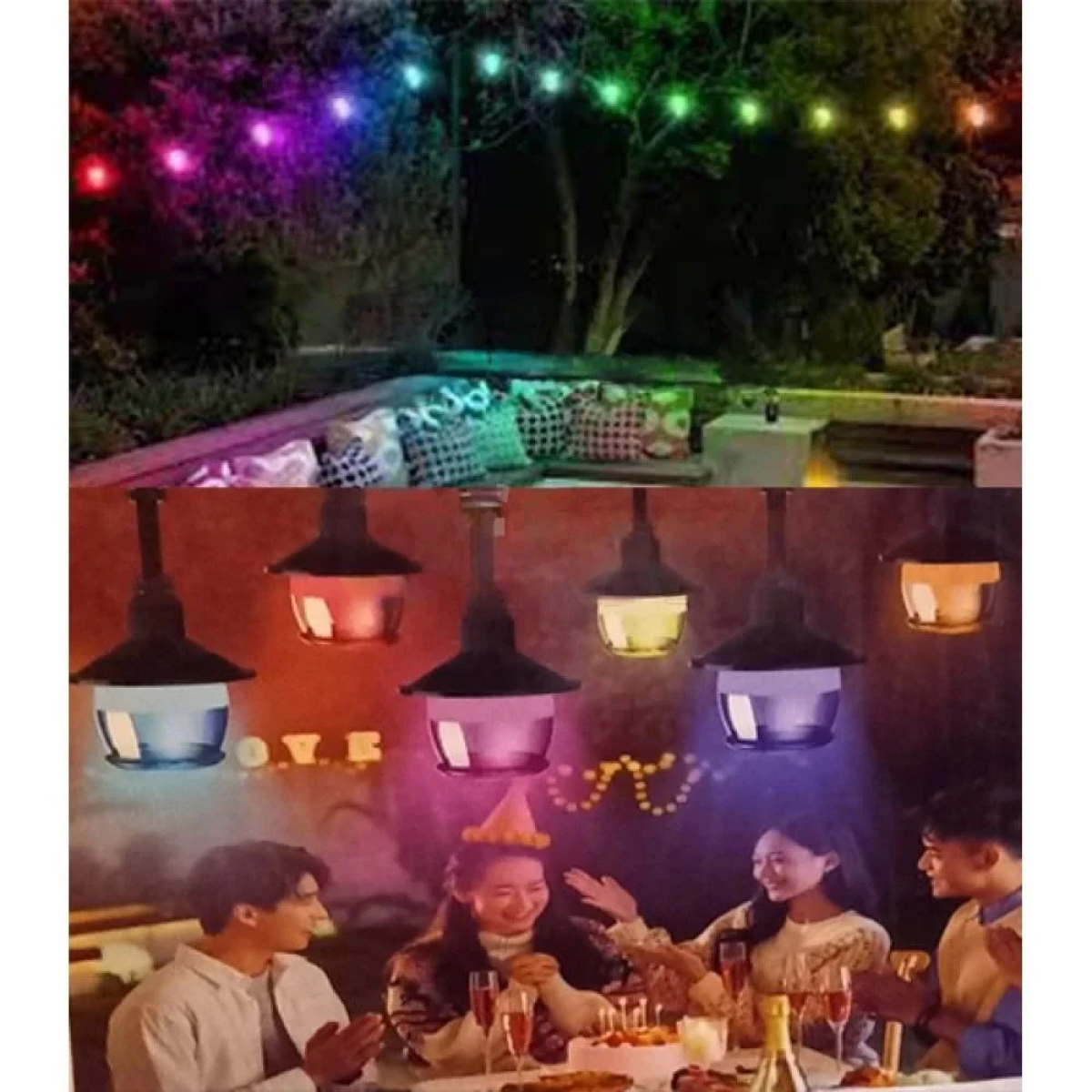 Rixme RZ.WJSS-10M10D RGB Ηλιακή Αδιάβροχη Γιρλάντα Εξωτερικού Χώρου 10m με 10LED και Τηλεχειριστήριο