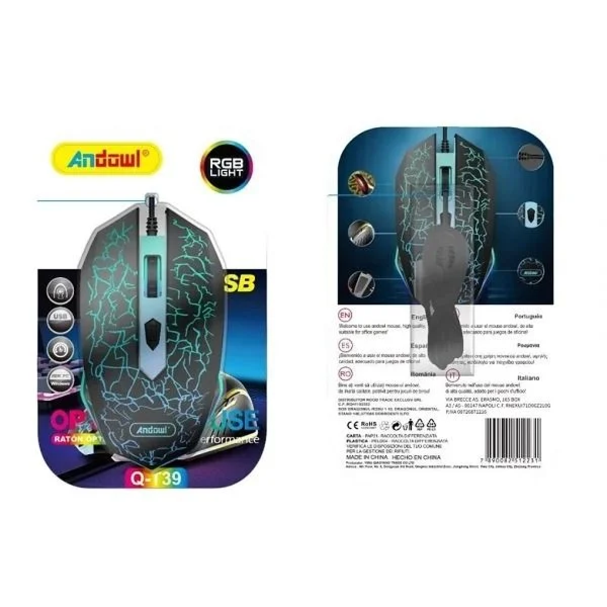 Andowl Q-T39 Gaming Ποντίκι 4200 DPI – RGB Φωτισμός | Μαύρο