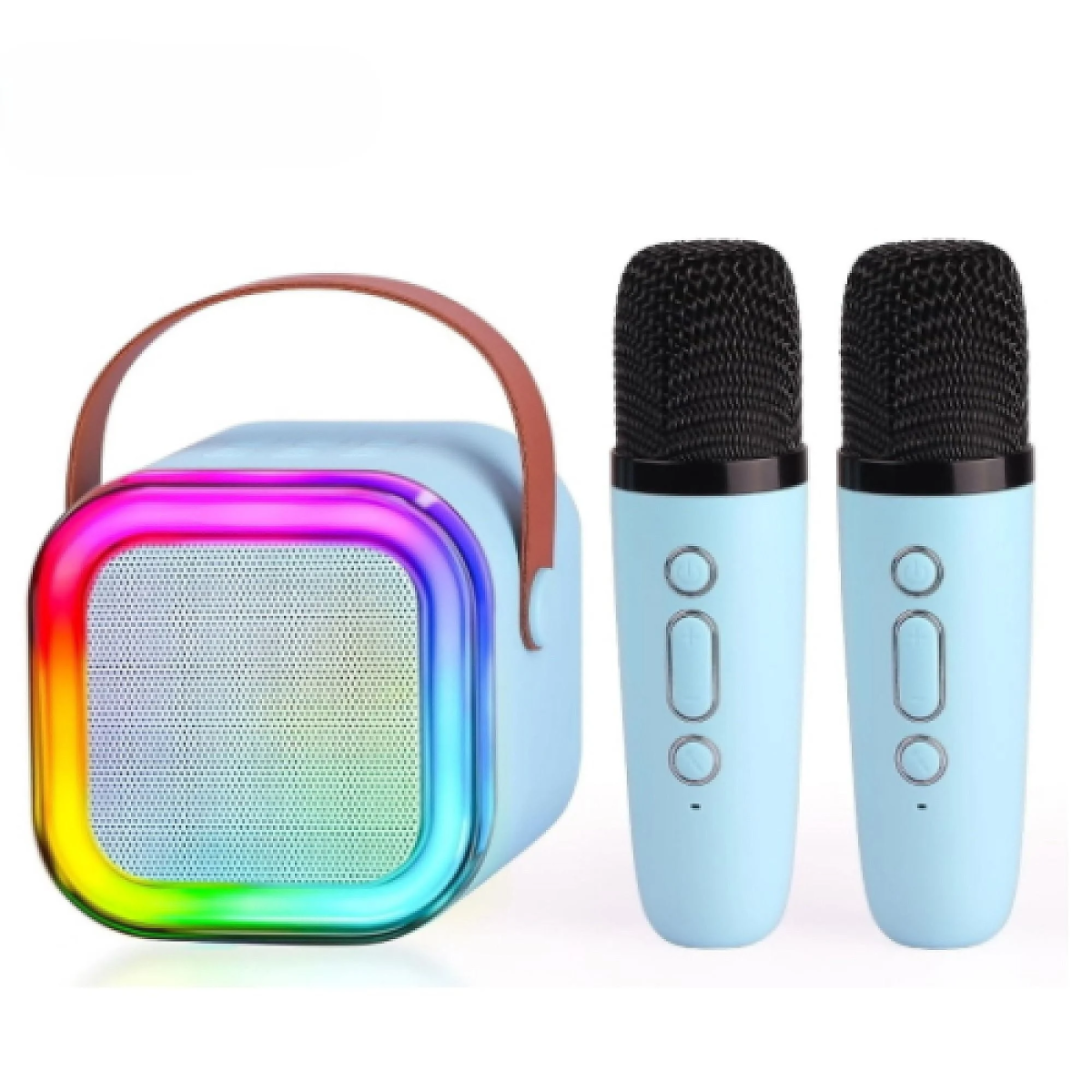 Ασύρματο Ηχείο Bluetooth K12 με 2 Μικρόφωνα Karaoke & LED Φωτισμό – Γαλάζιο