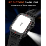 LAXASFIT H11 Smartwatch – Στρατιωτικού Τύπου Rugged Ρολόι με Ασύρματη Φόρτιση & Bluetooth Κλήσεις - Μαύρο