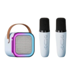 Ασύρματο Ηχείο Bluetooth K12 με 2 Μικρόφωνα Karaoke & LED Φωτισμό – Γαλάζιο