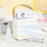 Φορητός Ρετρό Mini Ανεμιστήρας με Ψεκασμό & USB Φόρτιση – 3 Ταχύτητες | Μπέζ
