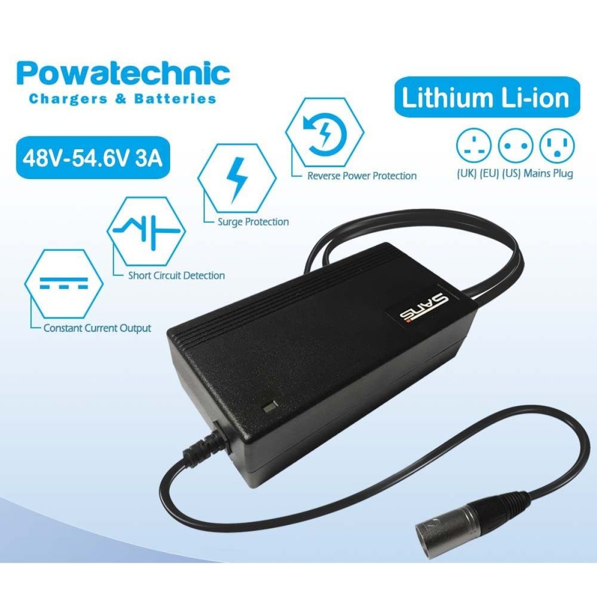 DCST546200 Φορτιστής 48V για Ηλεκτρικά Πατίνια & Scooters – 2A, 54.6V DC, 1.7m Καλώδιο