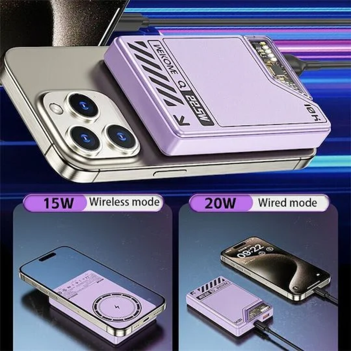 WK WP-11 Power Bank 10000mAh MagSafe – Ασύρματη & Μαγνητική Φόρτιση - Μώβ