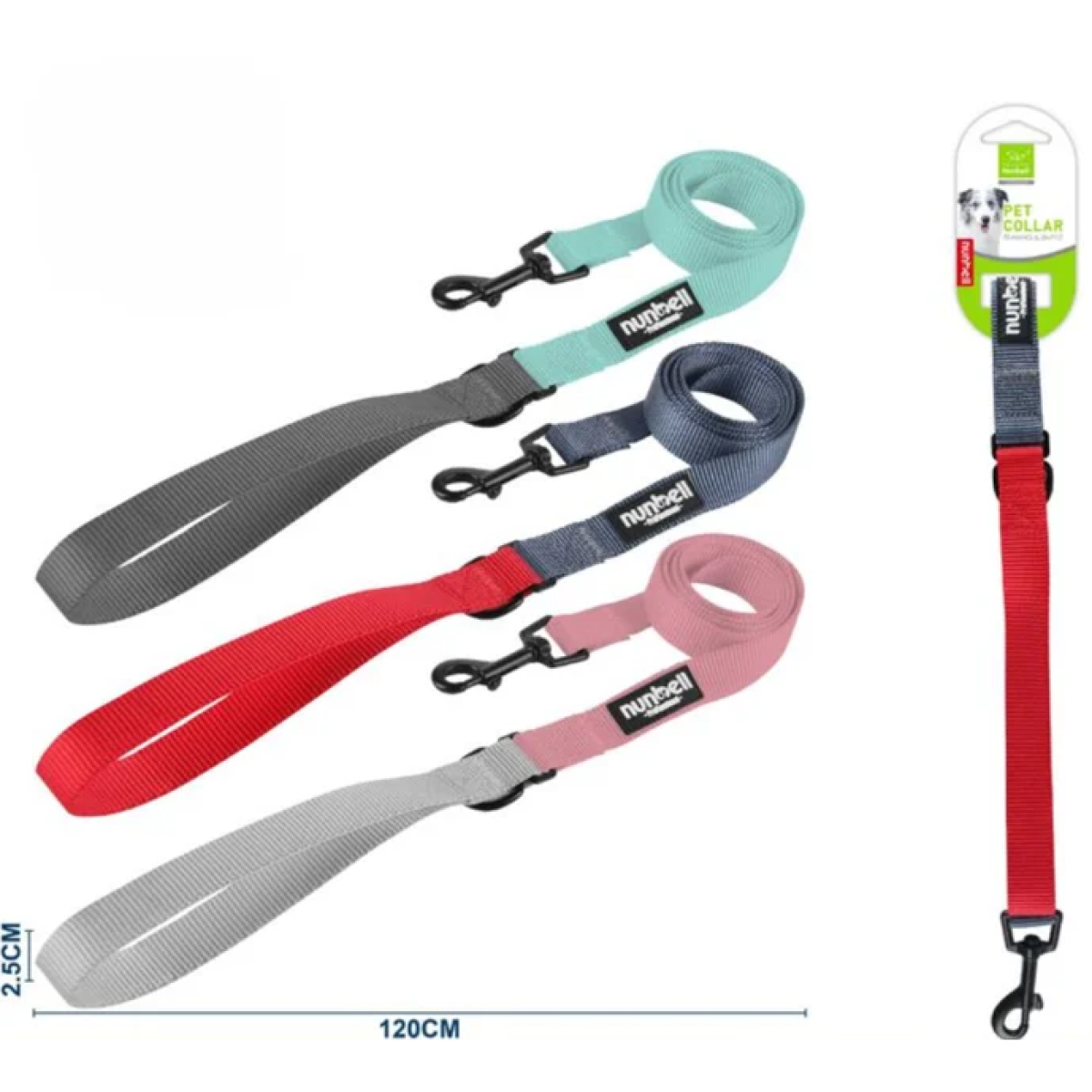 Nunbell Δίχρωμος Οδηγός για Σκύλους W2.5*L120cm Large Γαλάζιο/Γκρί 36522 - Image 2